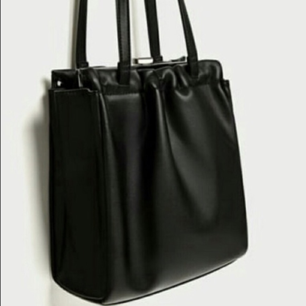 FINAL!ZARA black faux shoulder bag!NWT FIRM PRICE - Picture 2 of 6